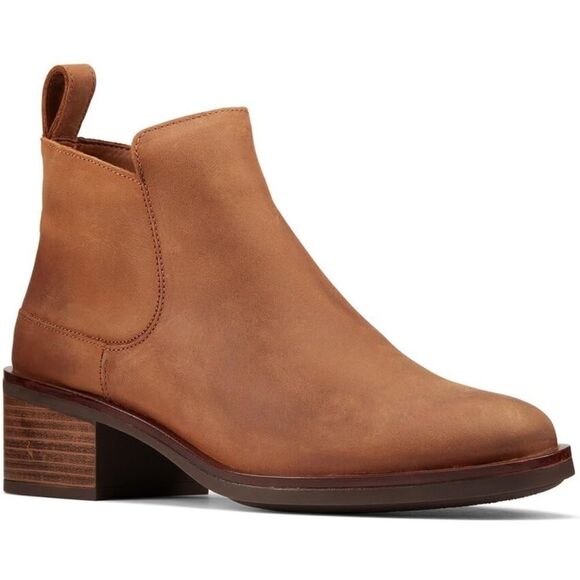 CLARKS women's memi zip ankle boot in dark tan - Picture 1 of 10